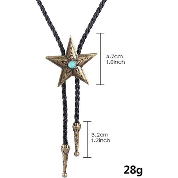 Bolo Tie for Men Women Five_pointed Star Bronze - Picture 5 of 6